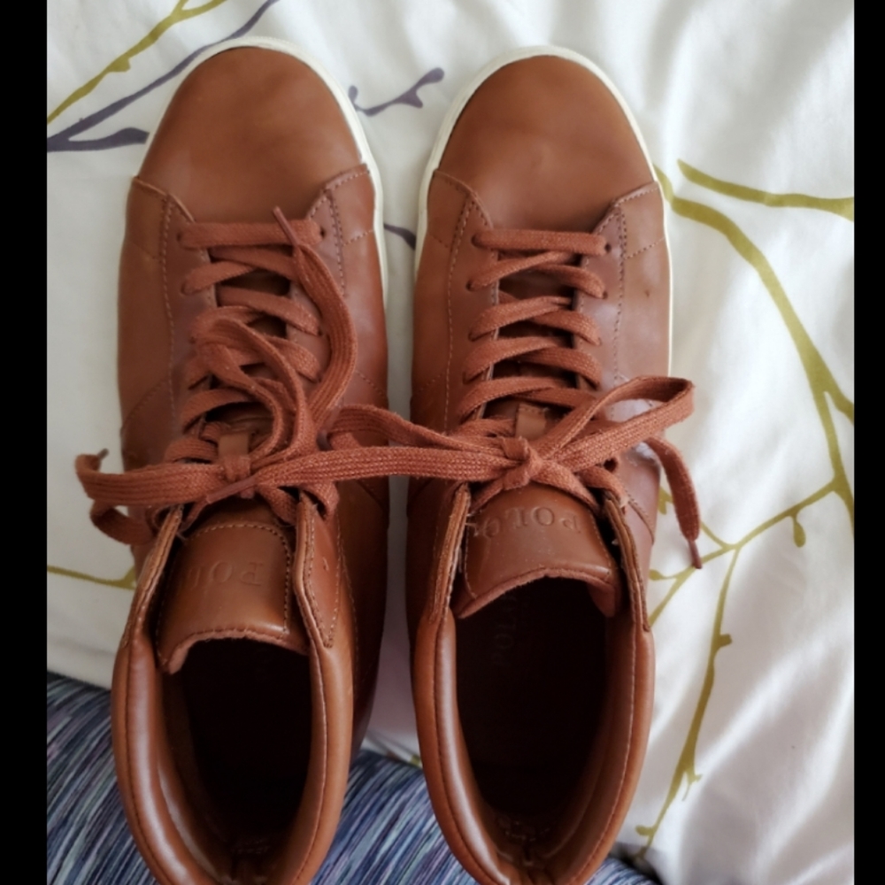 Polo Ralph Lauren brown leather high-top sneaker